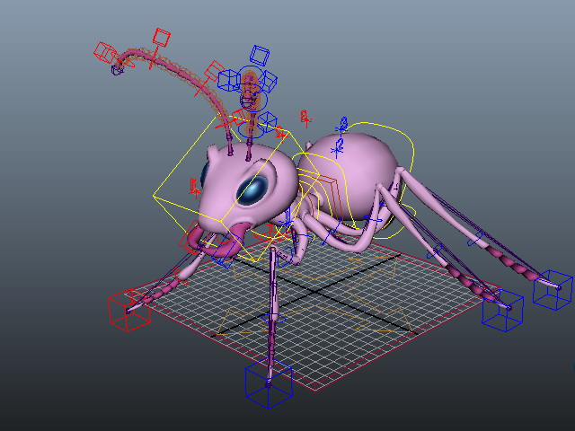 Cute Pink Ant Rig 3d rendering
