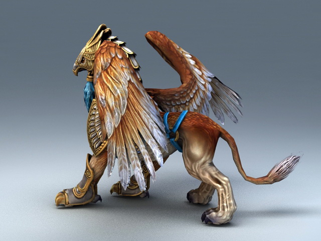 Armored Griffin Creature 3d rendering
