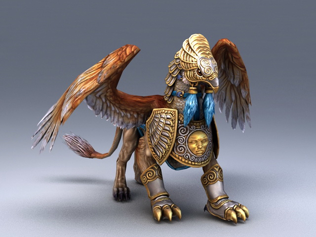 Armored Griffin Creature 3d rendering