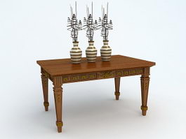 Vintage Table and Vases 3d model preview