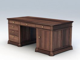 Writing Desk with Drawers 3d model preview