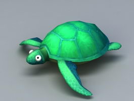 Green Tortoise Cartoon 3d model preview