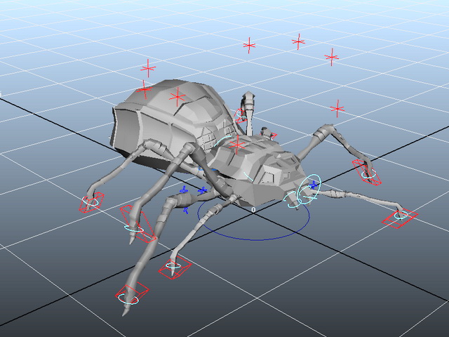 Animated Spider Bug Rig 3d model Maya files free download