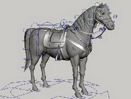 Horse with Saddle Rig 3d model preview