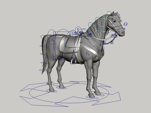 Horse with Saddle Rig 3d rendering