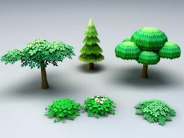 Cartoon Trees and Shrubs 3d preview