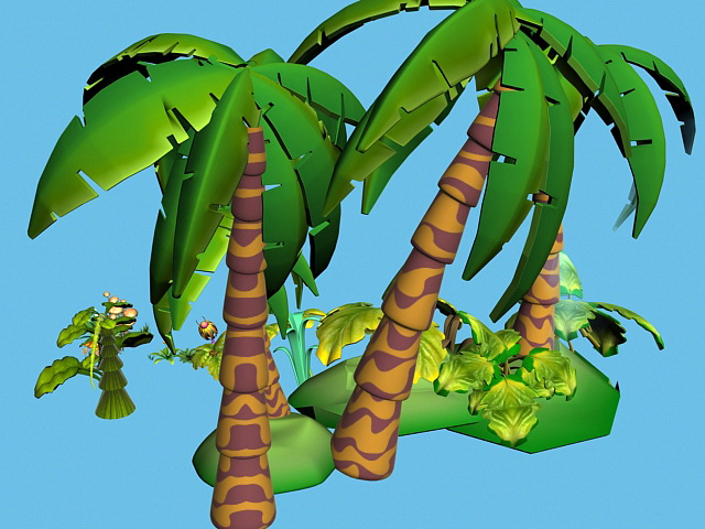 Tropical Island Cartoon 3d model 3ds Max files free download - CadNav