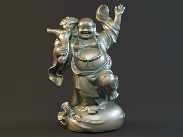 Standing Happy Buddha Statue 3d rendering