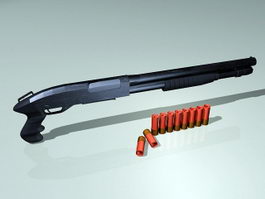 Shotgun and Shells 3d model preview