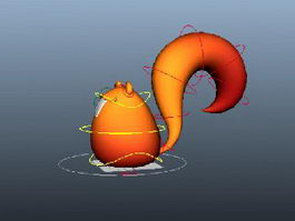 Simple Cartoon Squirrel Rig 3d model preview