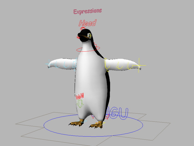 Penguin Rig 3d rendering