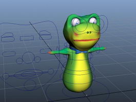 Green Worm Cartoon Rig 3d model preview