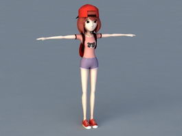 Anime Tomboy Girl 3d model preview