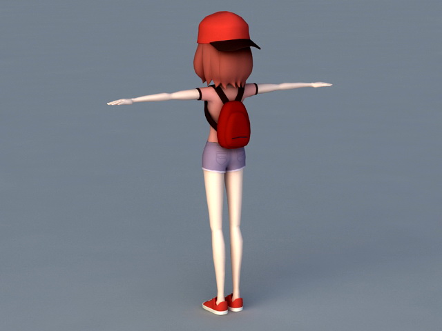 Anime Tomboy Girl 3d rendering