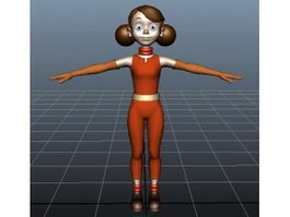 Cute Girl Cartoon Character 3d model preview