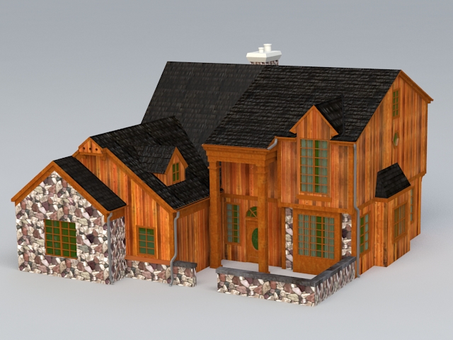 Old Wooden House 3d rendering