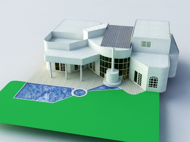 Villa with Pool 3d rendering