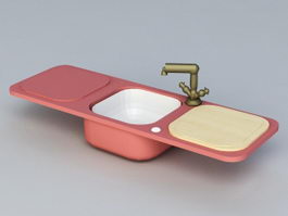 Kitchen Sink with Drainboard 3d preview