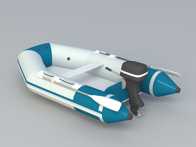 Motor Inflatable Boat 3d rendering