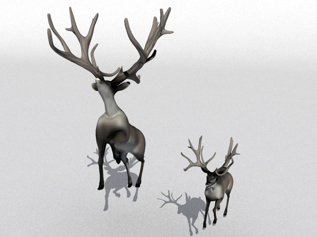 Mother Deer and Fawn 3d rendering