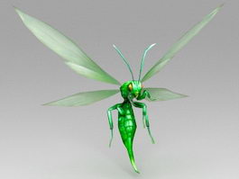 Green Cartoon Bee 3d model preview