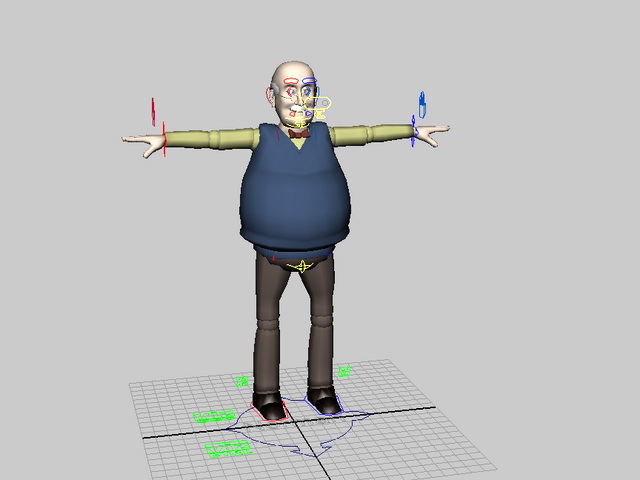 Funny Old Man Rig 3d rendering