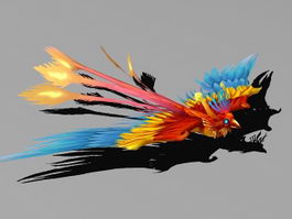 Blue Fire Phoenix 3d model preview