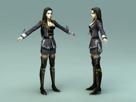 Beautiful Gothic Woman 3d model preview