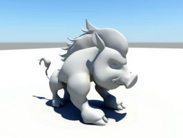 Wild Boar Cartoon 3d preview