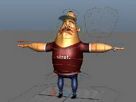 Fat Man Cartoon Rig 3d model preview