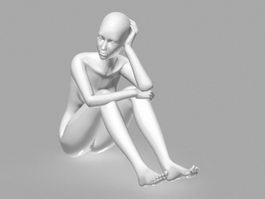 Female Body Sitting 3d model preview