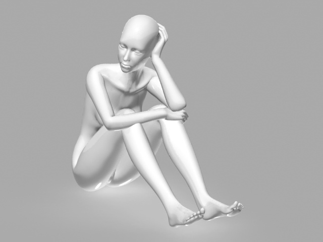 Female Body Sitting 3d rendering