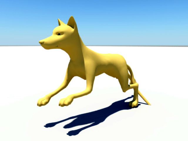Yellow Dog Animated Rig 3d rendering