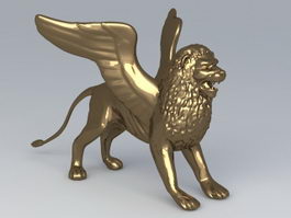 Winged Lion Statue 3d model preview