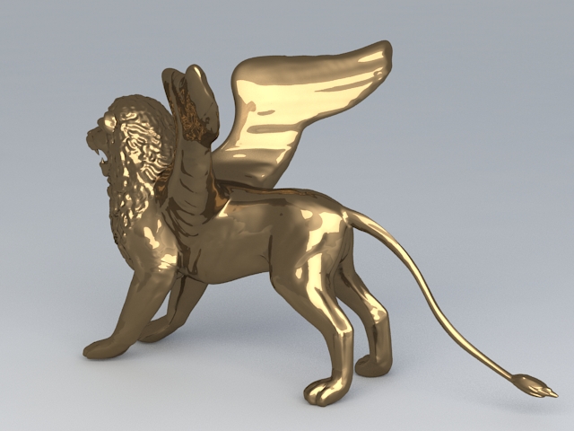 Winged Lion Statue 3d rendering