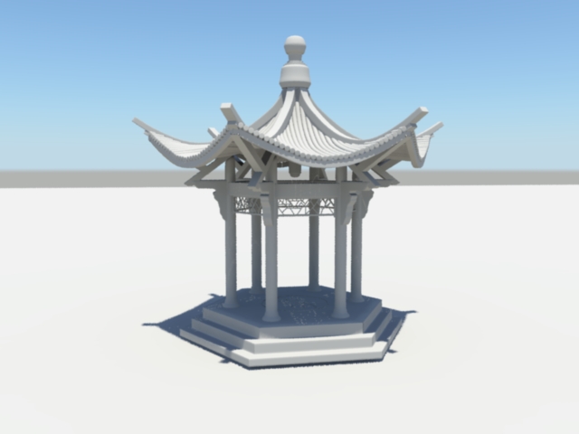 Asian Pavilion 3d rendering