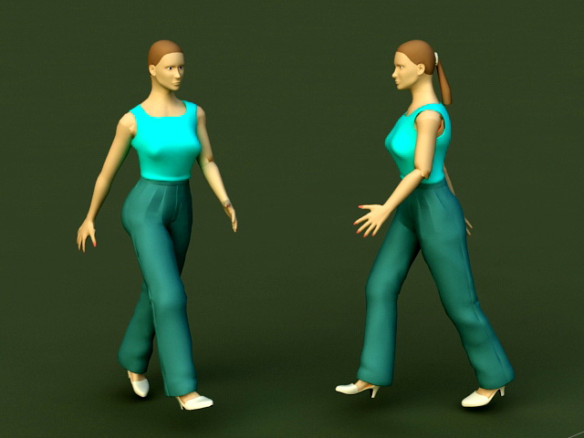Casual Woman Walk 3d rendering