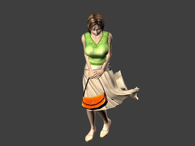 Anime Woman Animated Rigged 3d rendering