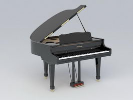 Black Grand Piano 3d preview