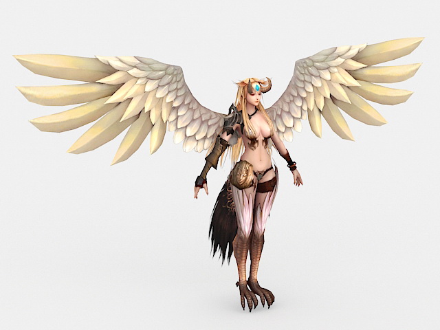 Beautiful Harpy Woman Rig 3d rendering