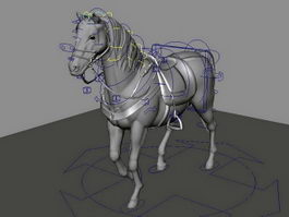 Saddled Horse Rig 3d model preview