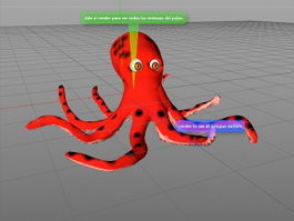 Red Octopus Cartoon 3d preview