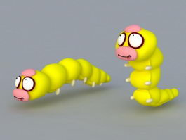 Cartoon Style Yellow Worm 3d preview