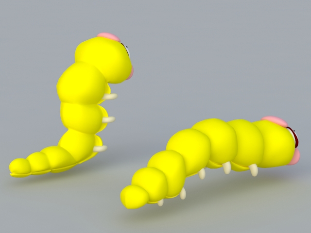 Cartoon Style Yellow Worm 3d rendering