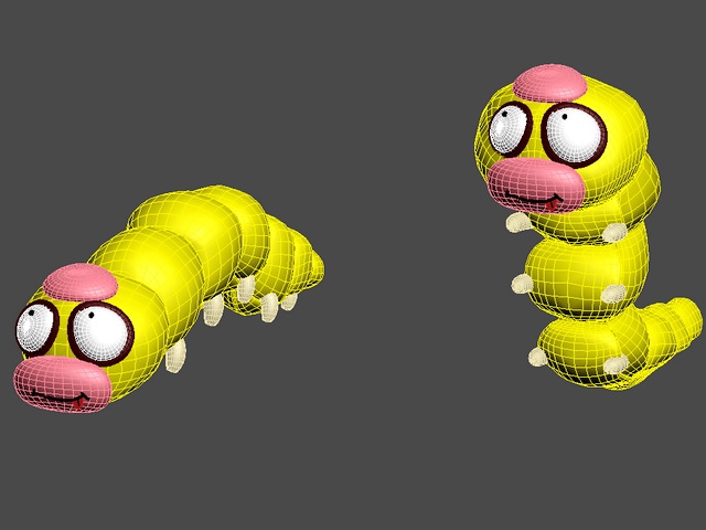 Cartoon Style Yellow Worm 3d rendering
