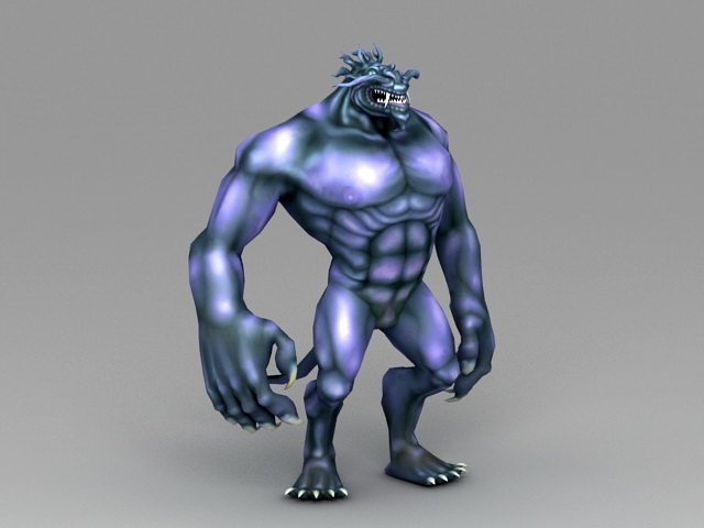 Blue Werelion 3d rendering