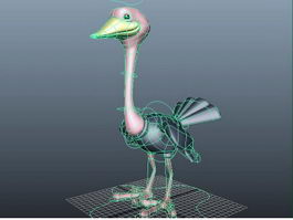 Cartoon Ostrich Rig 3d model preview