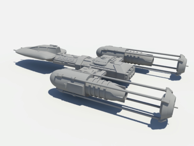 Y-wing Starfighter 3d rendering