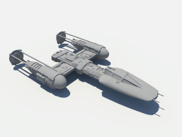 Y-wing Starfighter 3d rendering