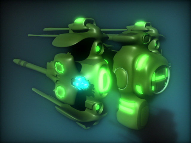 Sci-Fi Heavy Gunship 3d rendering